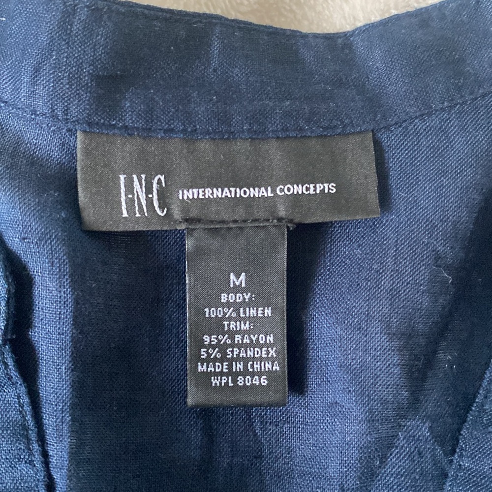 INC Blue Blouse with Crystal Buttons Medium - Picture 11 of 11